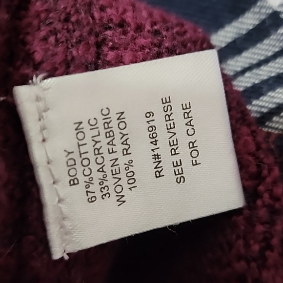 Cloud Chaser Burgundy and Flannel Twofer Sweater - Picture 4 of 10